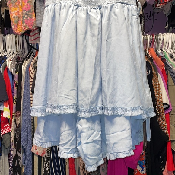 NWT NEW blue dual layer roper but looks like dress strapless frilly bodycon - Picture 3 of 11